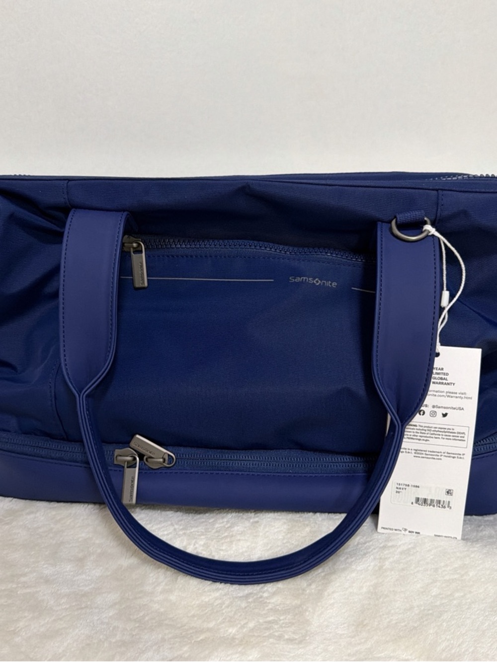 Samsonite Navy Blue Travel Tote with Front Zip Pocket